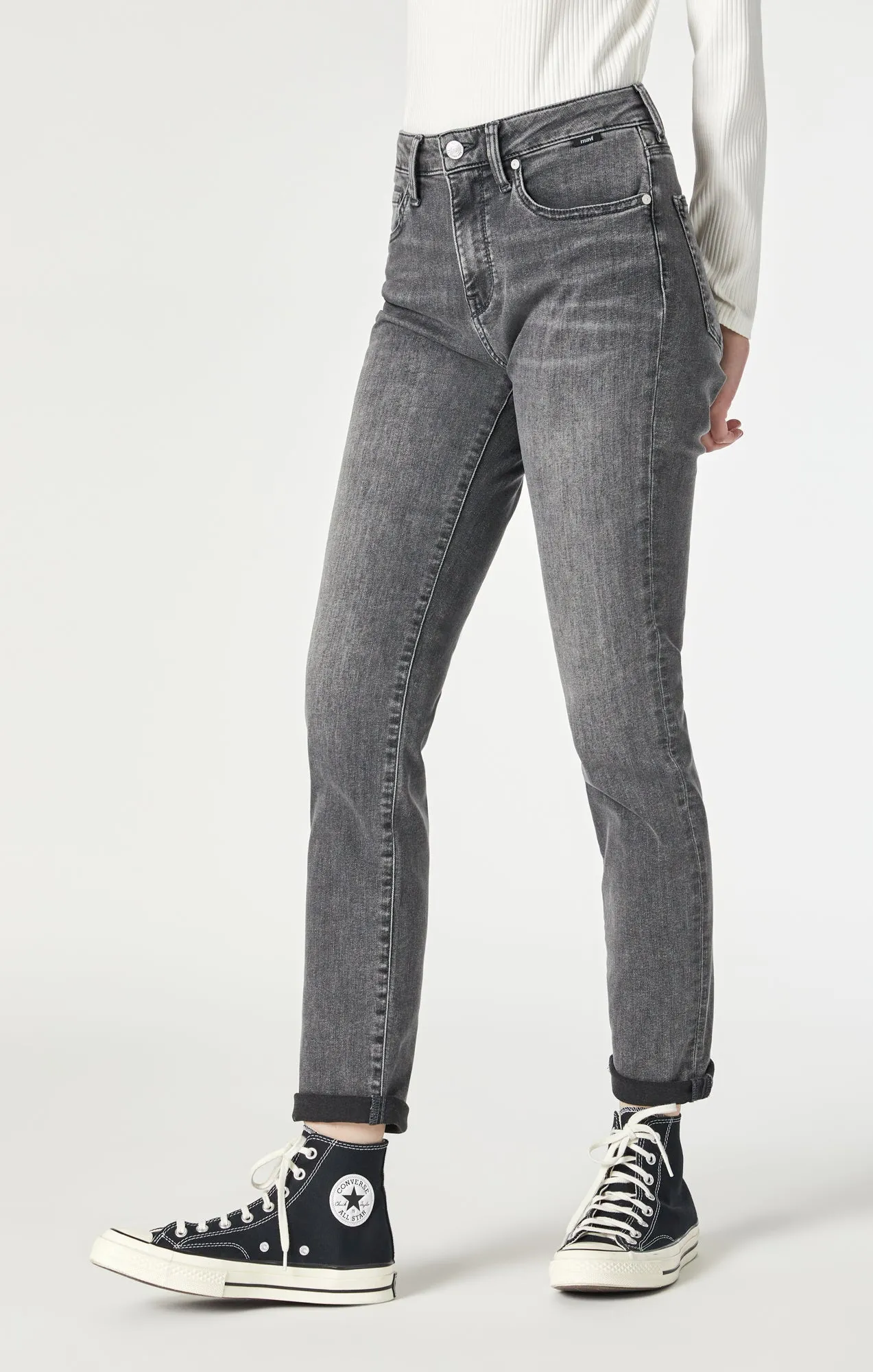 KATHLEEN SLIM BOYFRIEND IN MID GREY FEATHER BLUE