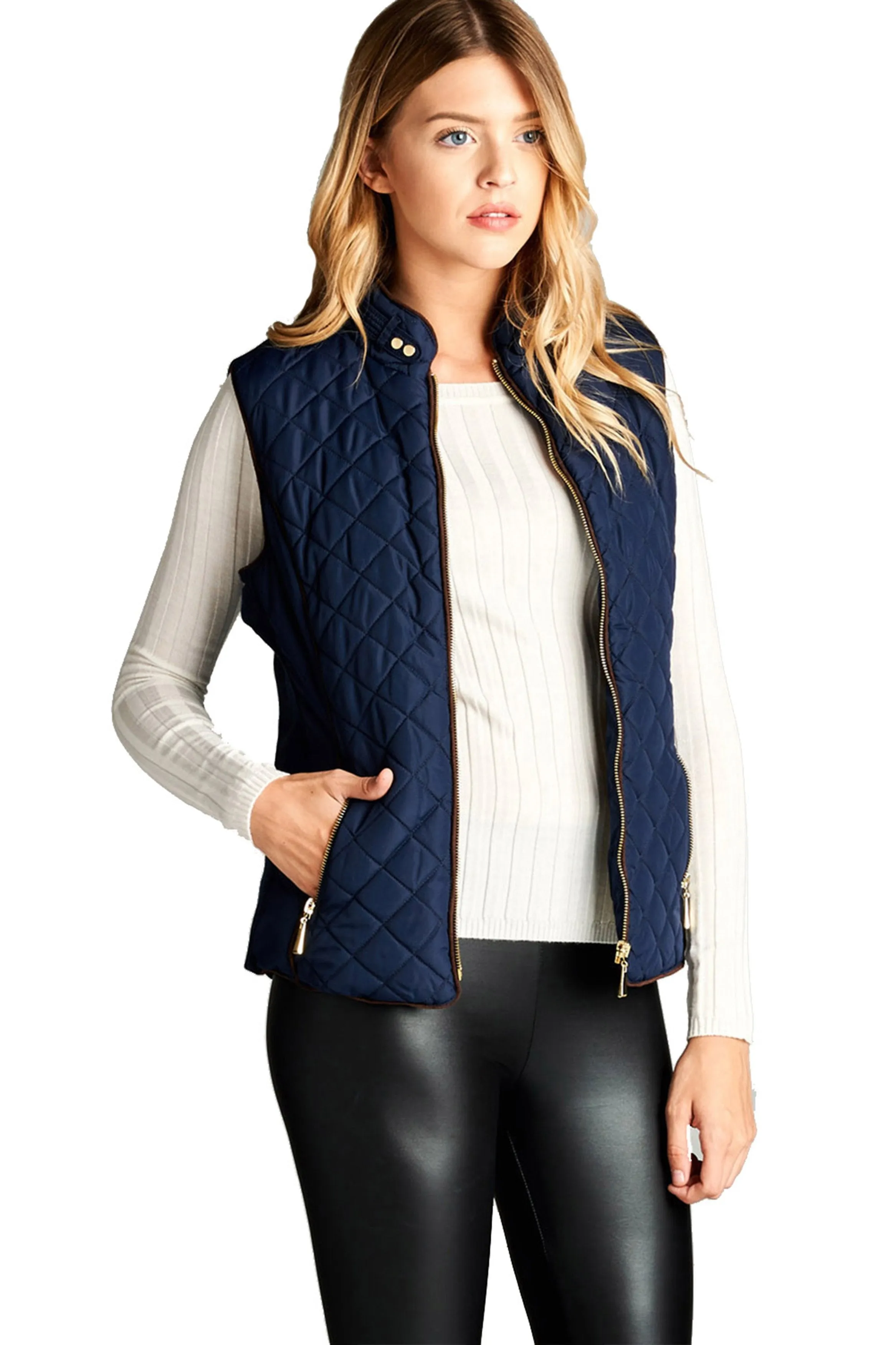 Khanomak Women's Faux Shearling Lined Quilted Padding Vest