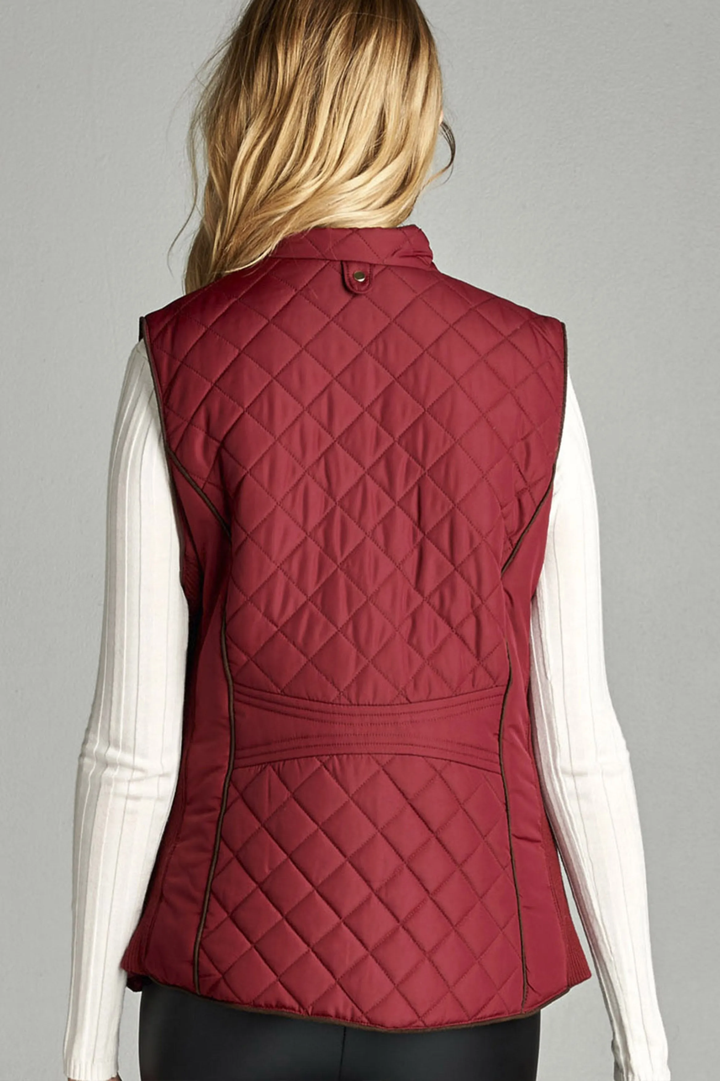 Khanomak Women's Faux Shearling Lined Quilted Padding Vest