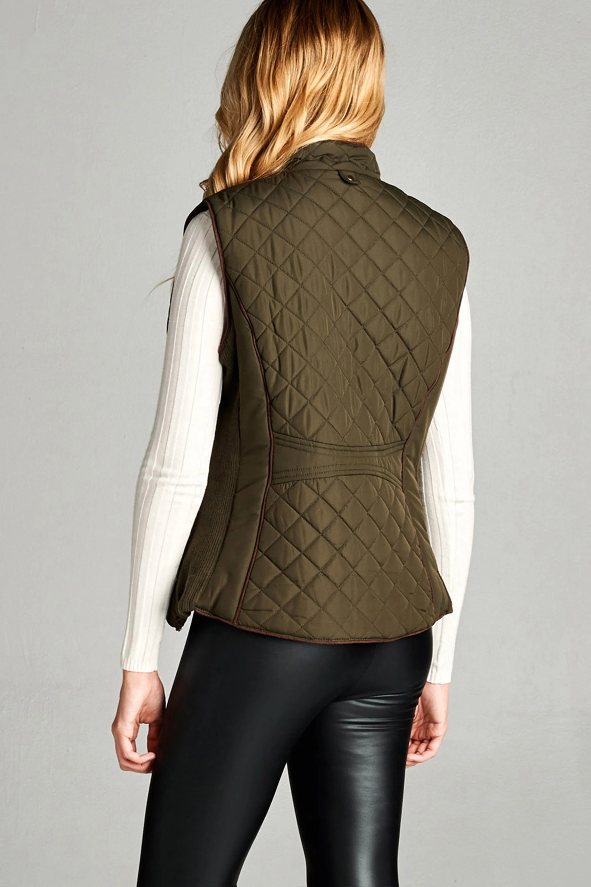 Khanomak Women's Faux Shearling Lined Quilted Padding Vest