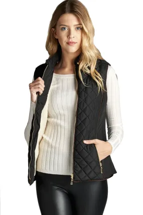 Khanomak Women's Faux Shearling Lined Quilted Padding Vest