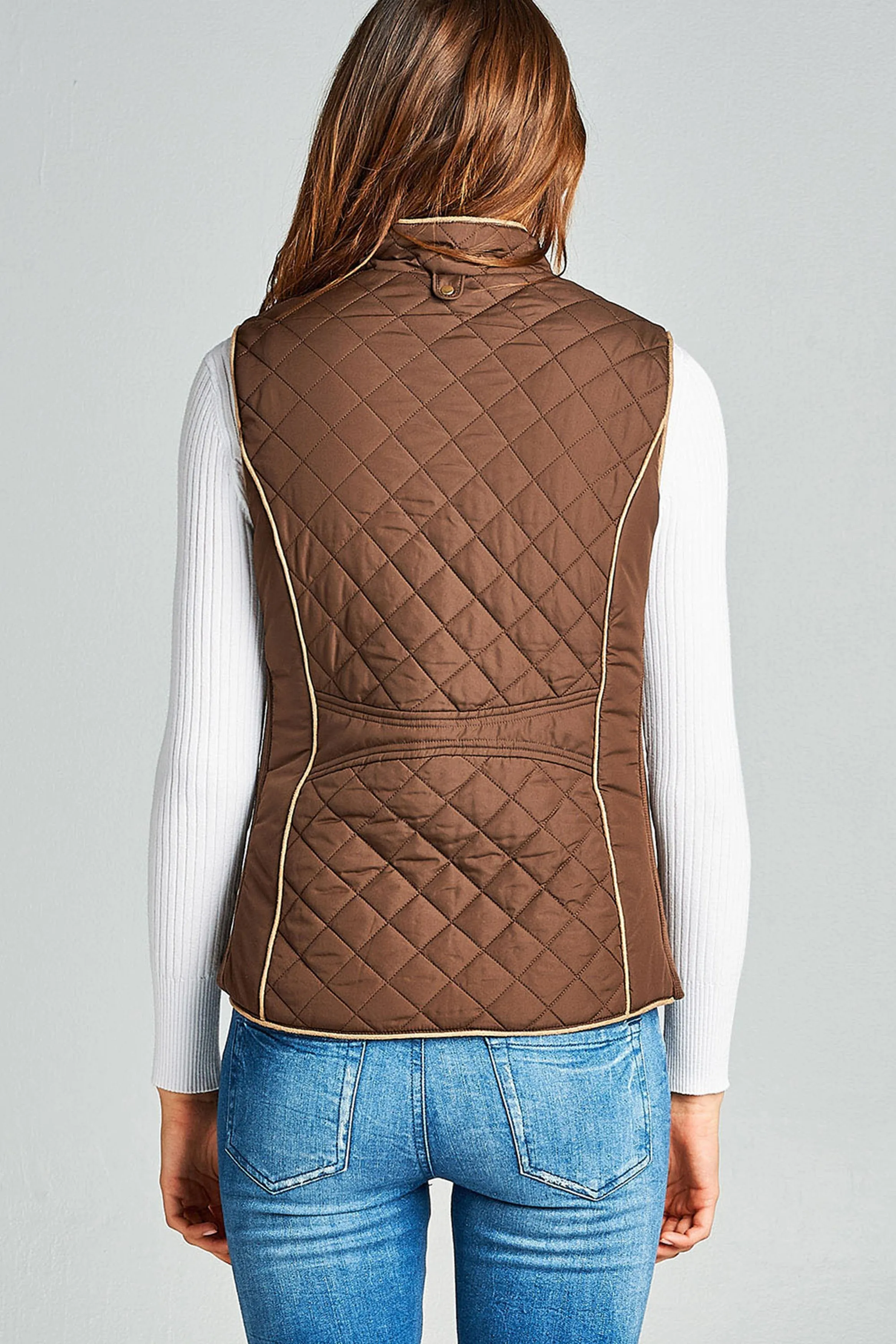 Khanomak Women's Faux Shearling Lined Quilted Padding Vest