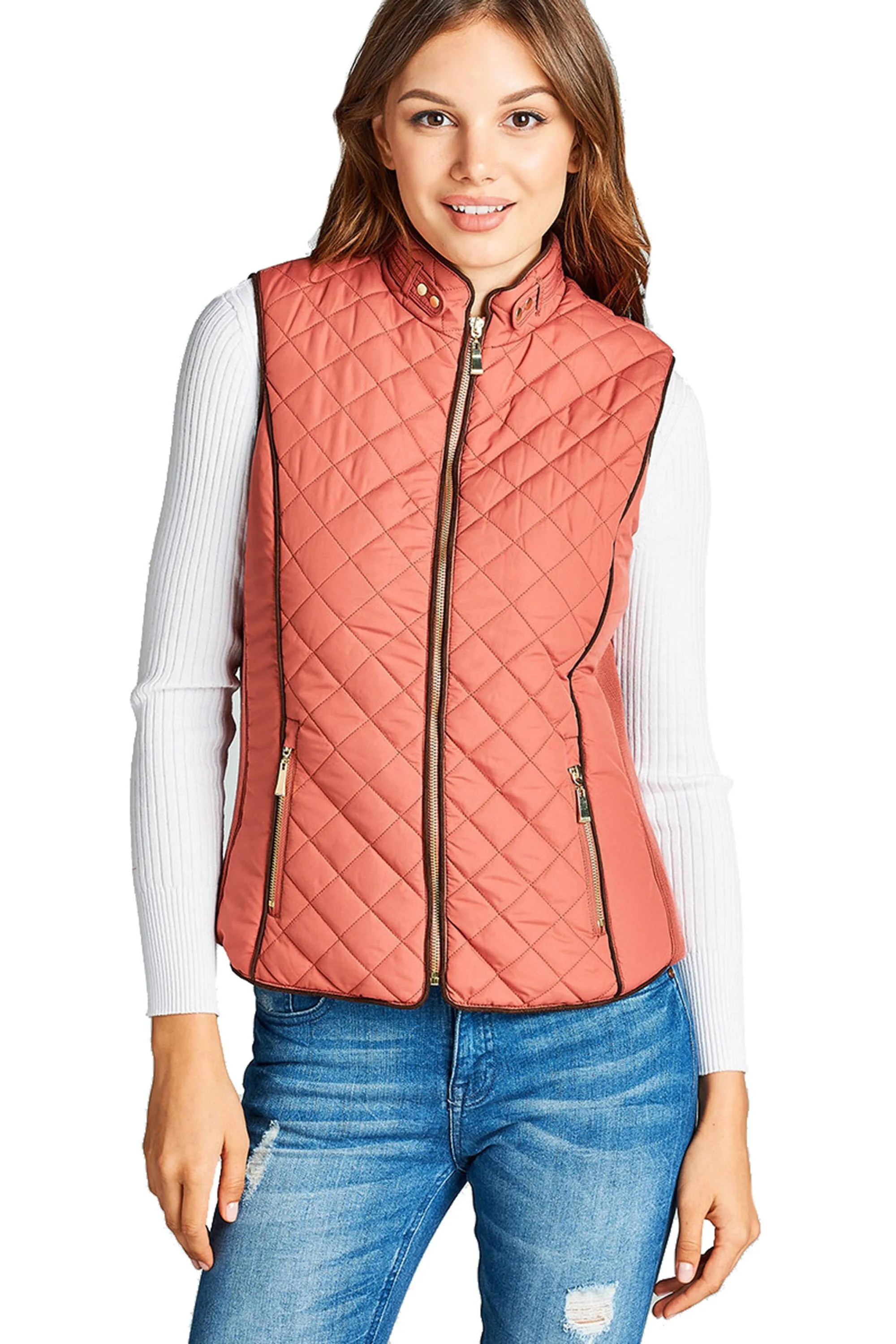 Khanomak Women's Faux Shearling Lined Quilted Padding Vest