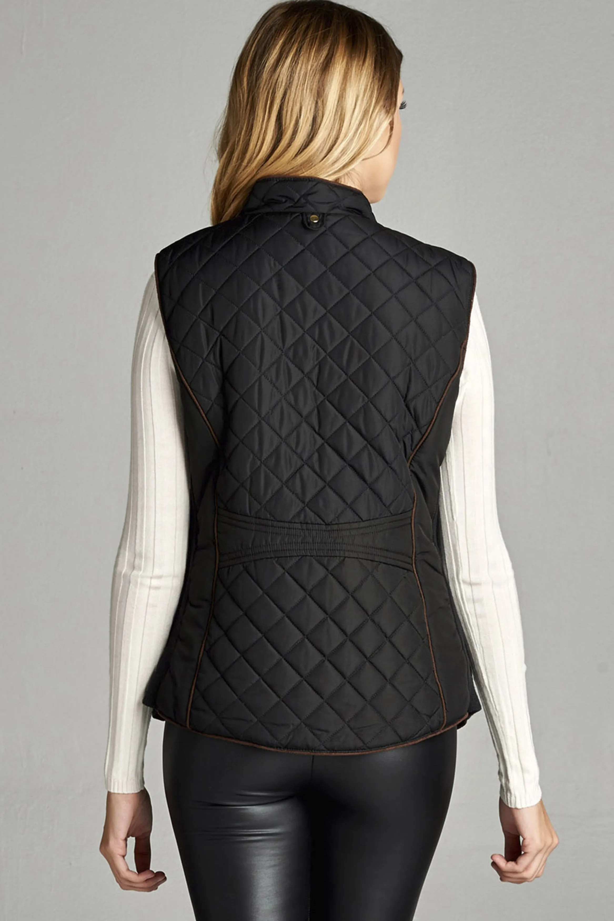 Khanomak Women's Faux Shearling Lined Quilted Padding Vest