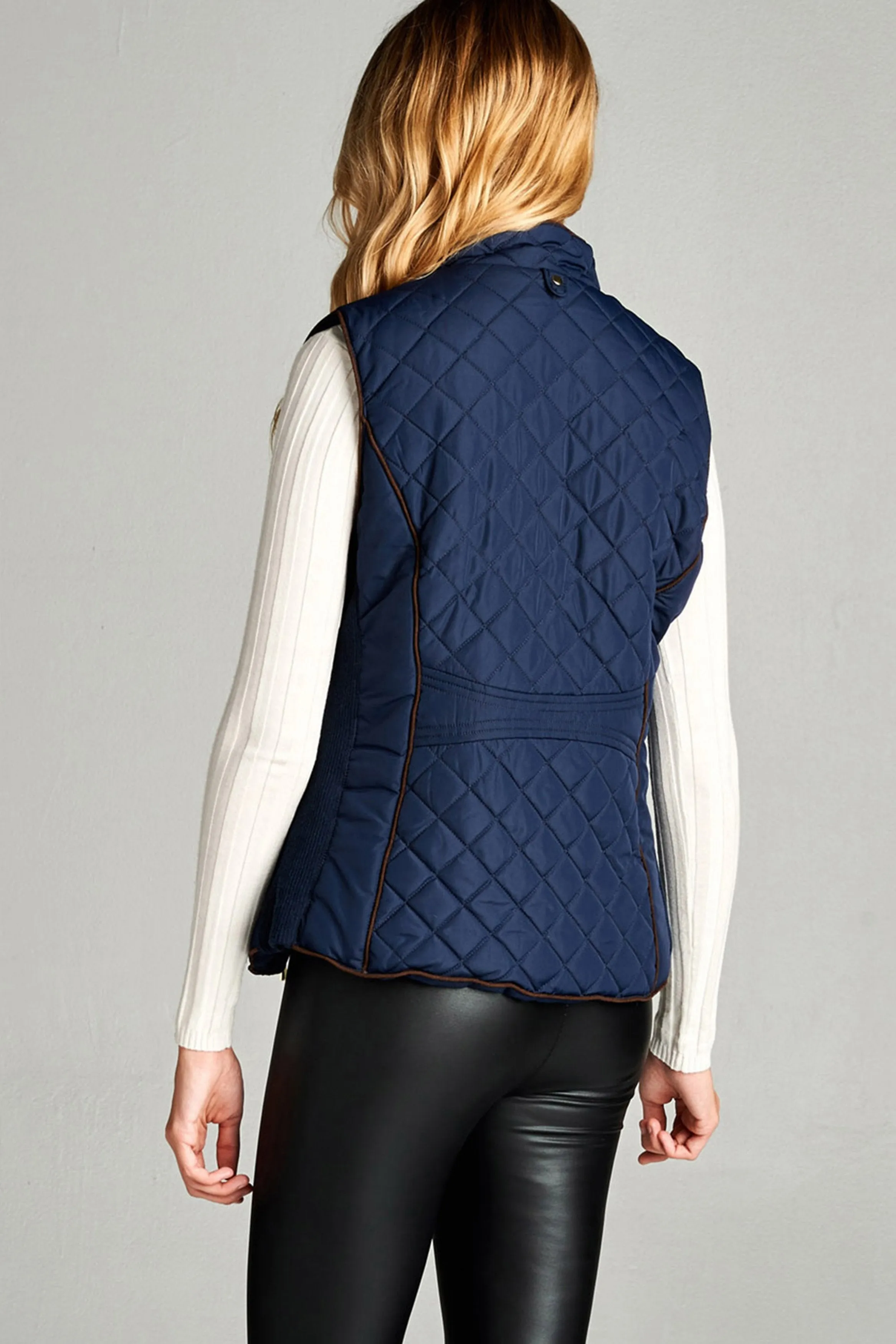 Khanomak Women's Faux Shearling Lined Quilted Padding Vest