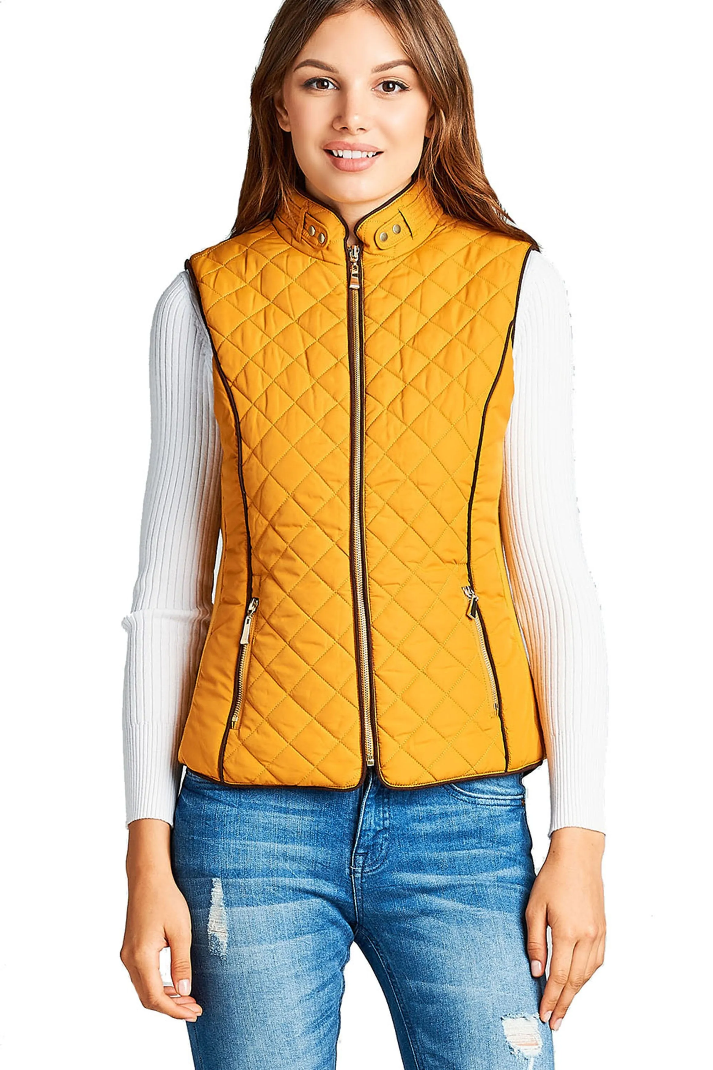 Khanomak Women's Faux Shearling Lined Quilted Padding Vest
