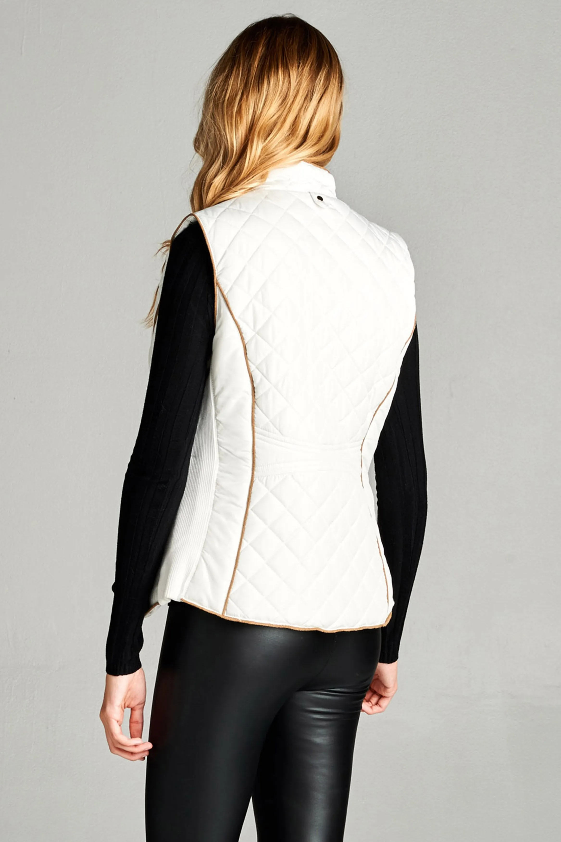 Khanomak Women's Faux Shearling Lined Quilted Padding Vest