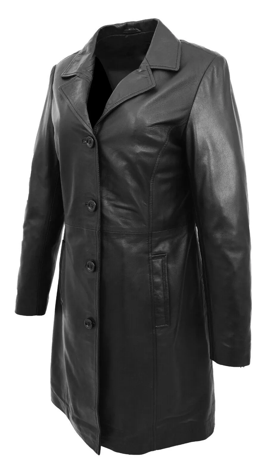 Knee Length (3/4) Classic Leather Jackets Coat Patsy S061