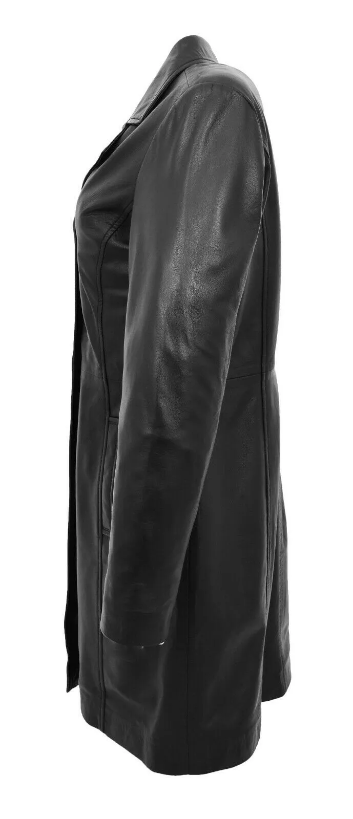 Knee Length (3/4) Classic Leather Jackets Coat Patsy S061
