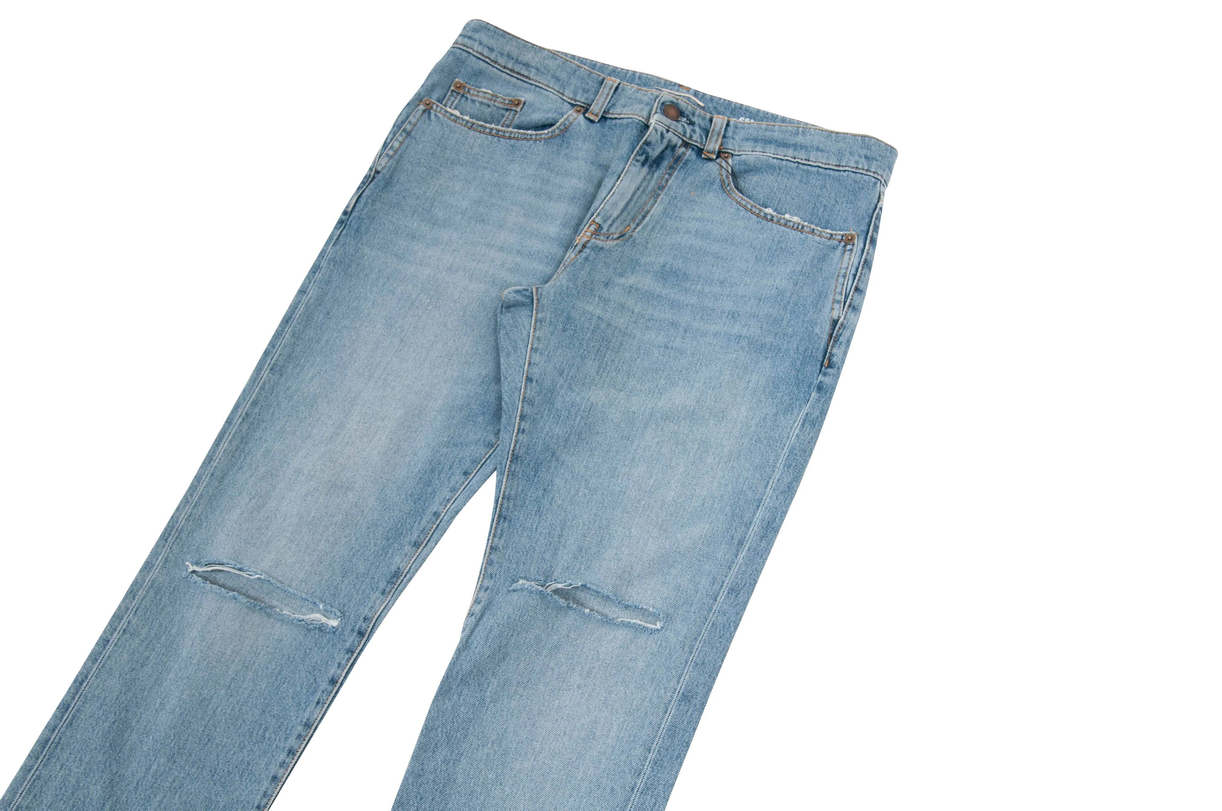 Knee Slashed Jeans (Light Wash Indigo)
