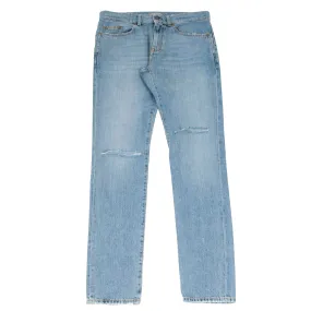 Knee Slashed Jeans (Light Wash Indigo)