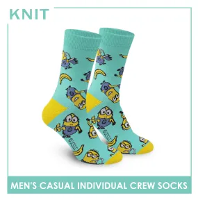 Knit Men's Minions Cotton Light Performance Crew Socks 1 Pair KMDM1401