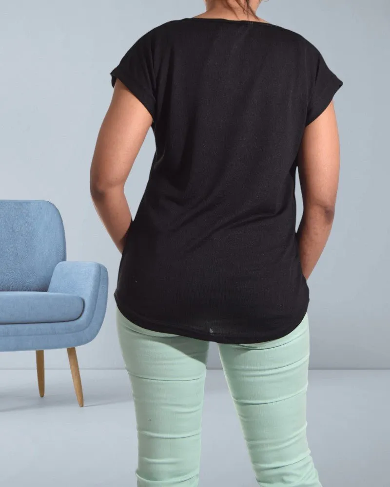 Ladies Black Knit Top