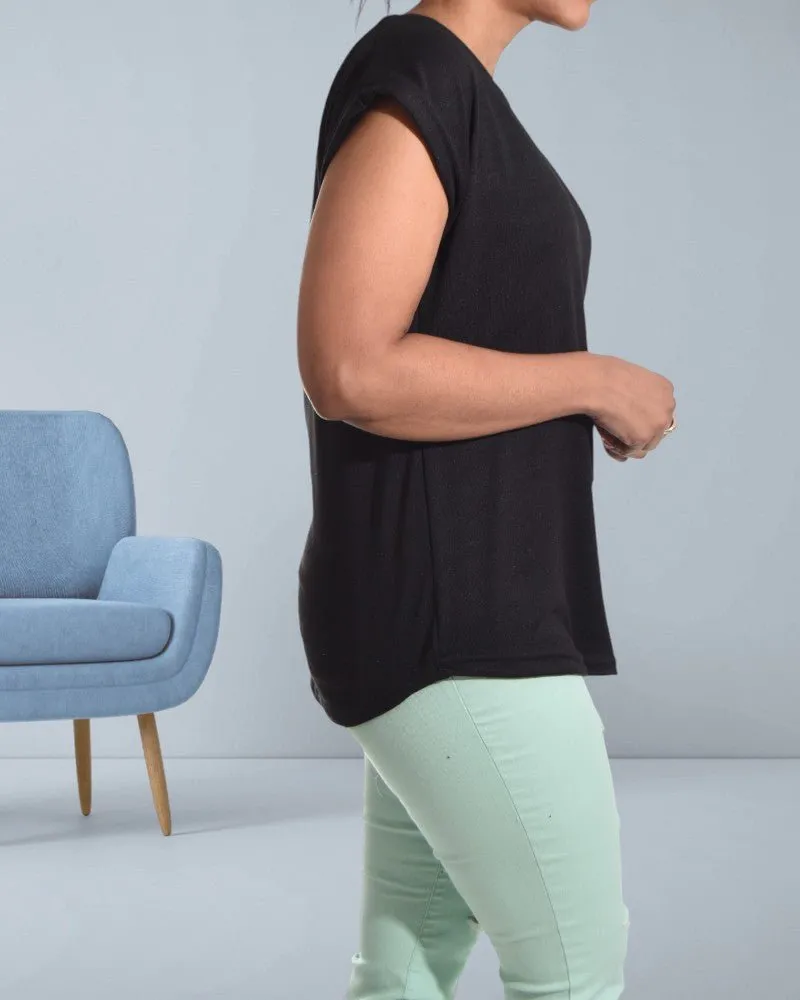 Ladies Black Knit Top