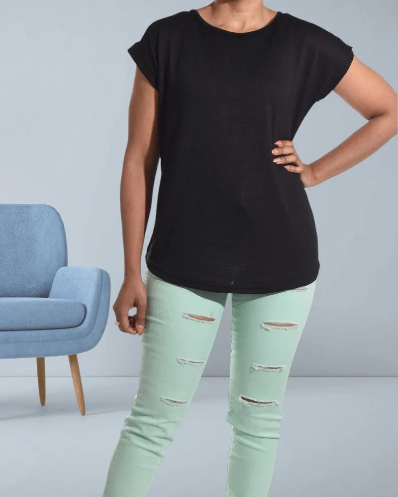 Ladies Black Knit Top