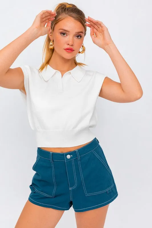 Lemon Meringue Collared Neck Sleeveless Top - Yellow or Off White