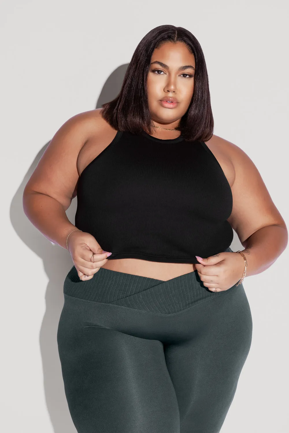 Let's Go Seamless Crop Top - Black