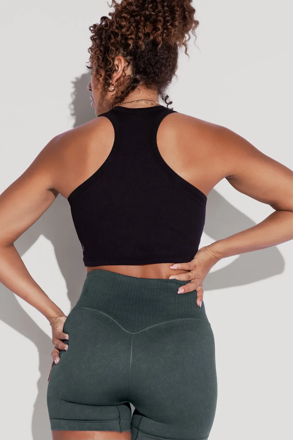 Let's Go Seamless Crop Top - Black