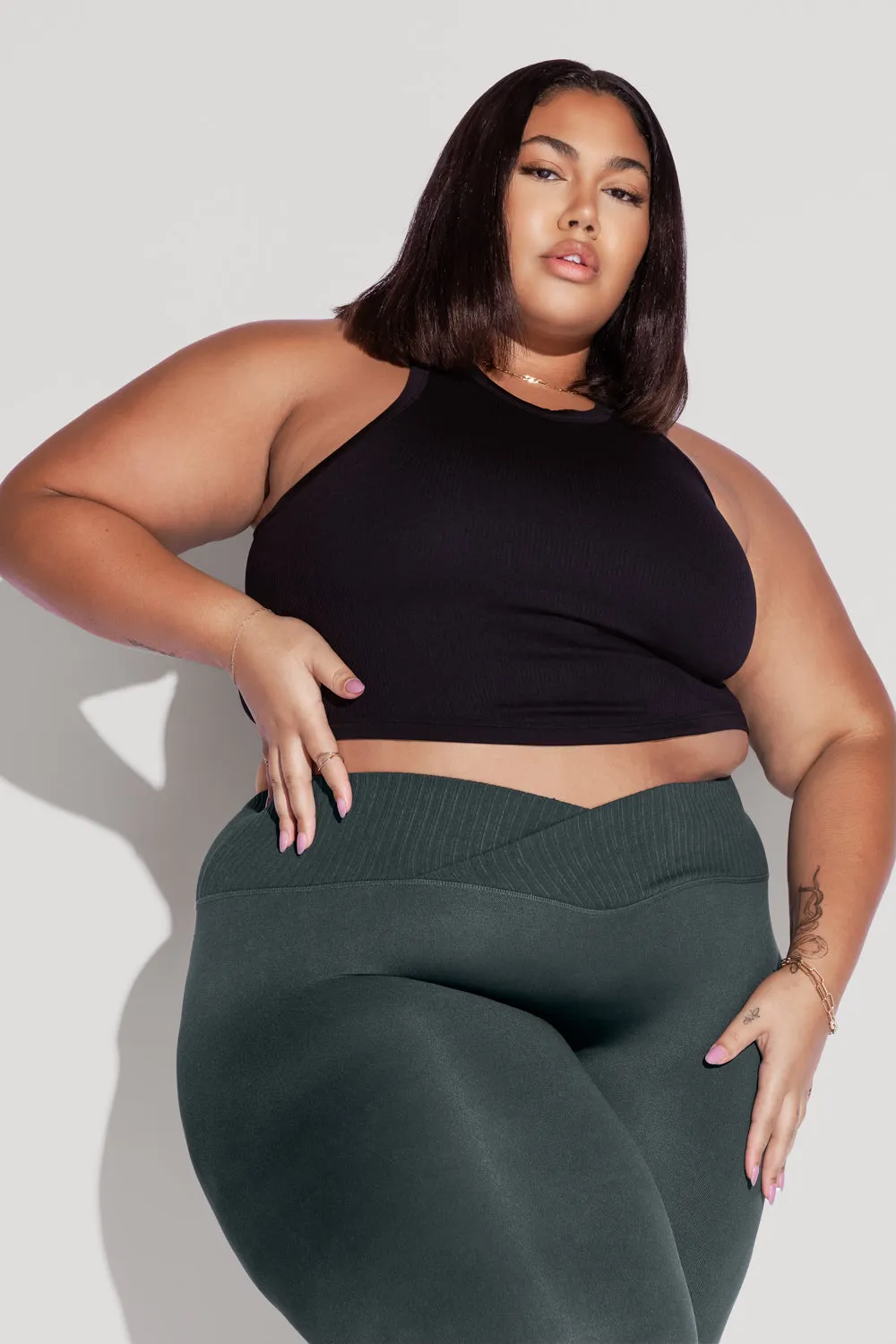 Let's Go Seamless Crop Top - Black
