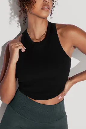 Let's Go Seamless Crop Top - Black