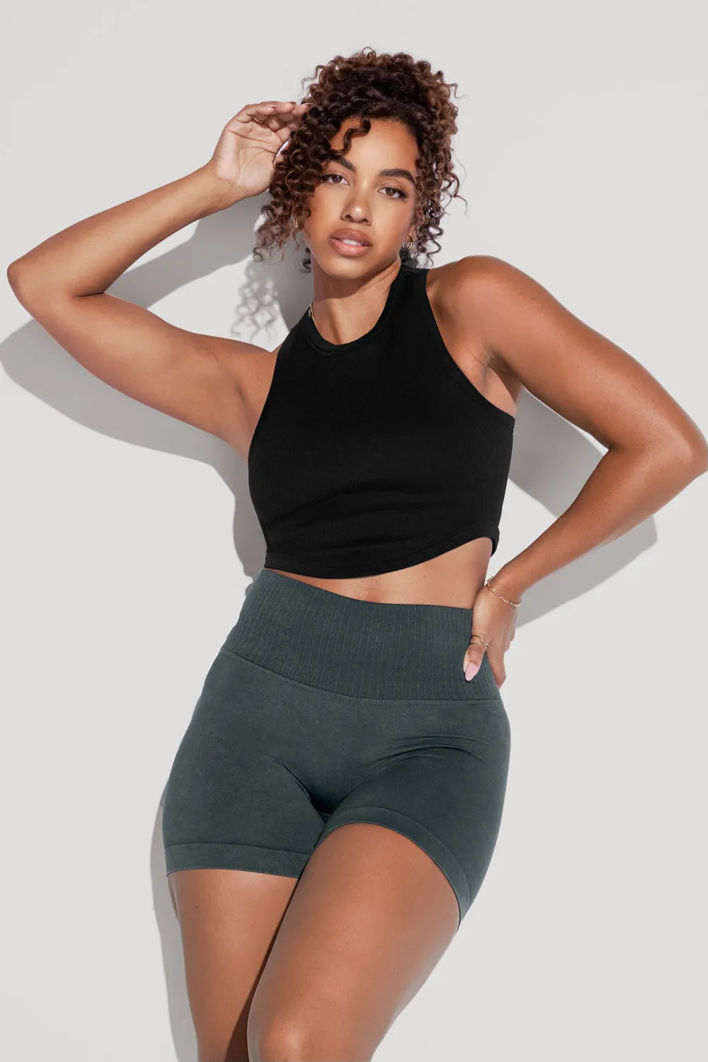 Let's Go Seamless Crop Top - Black