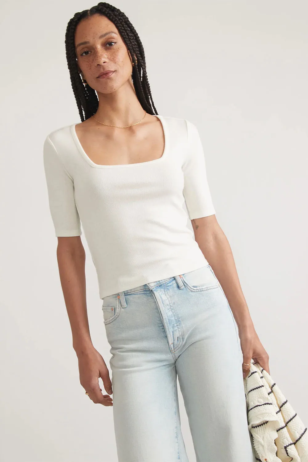 LEXI RIB SQUARE NECK TOP