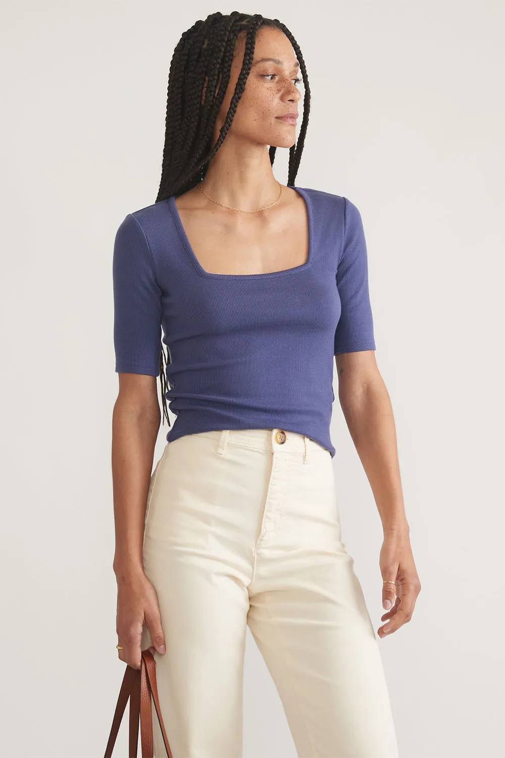 LEXI RIB SQUARE NECK TOP