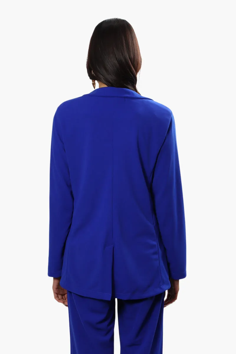 Limite Solid Single Button Blazer - Blue