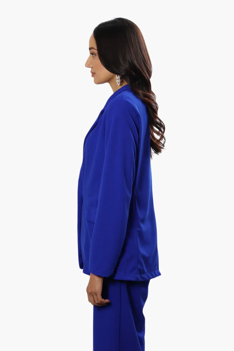 Limite Solid Single Button Blazer - Blue