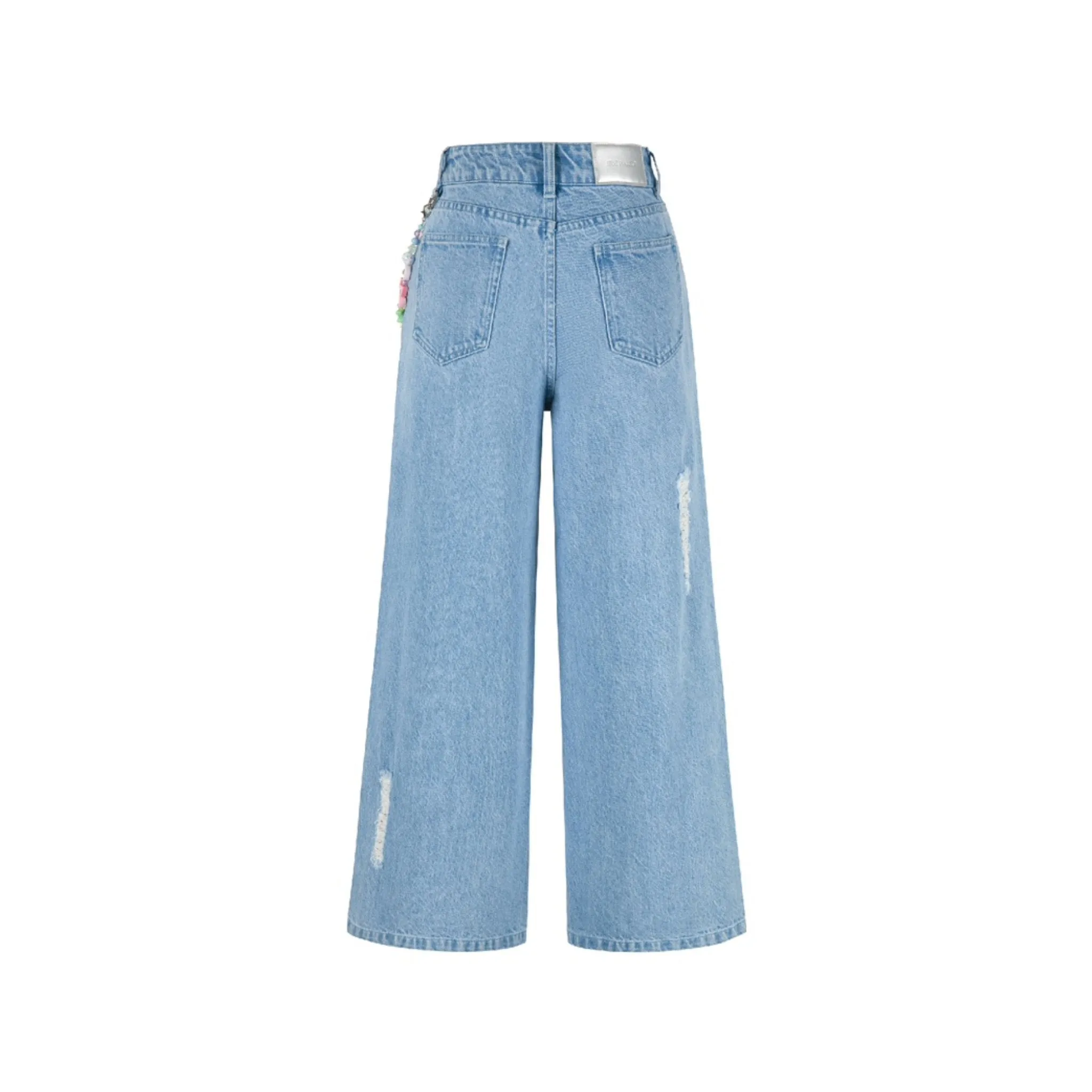 Logo Bead Chain Jeans in Blue