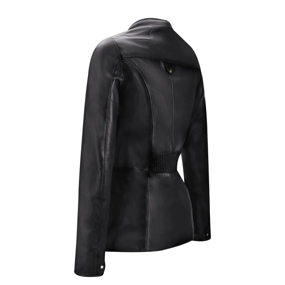 M259COC - Cuadra black fashion sheepskin quilted parka jacket for women