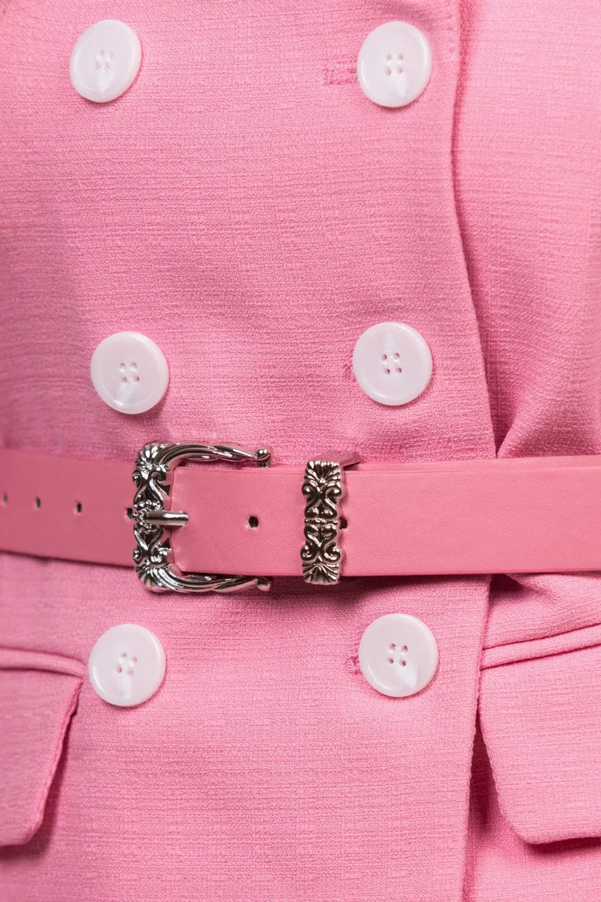Maram Zbaeda -Pink Tweed Blazer and Short Set