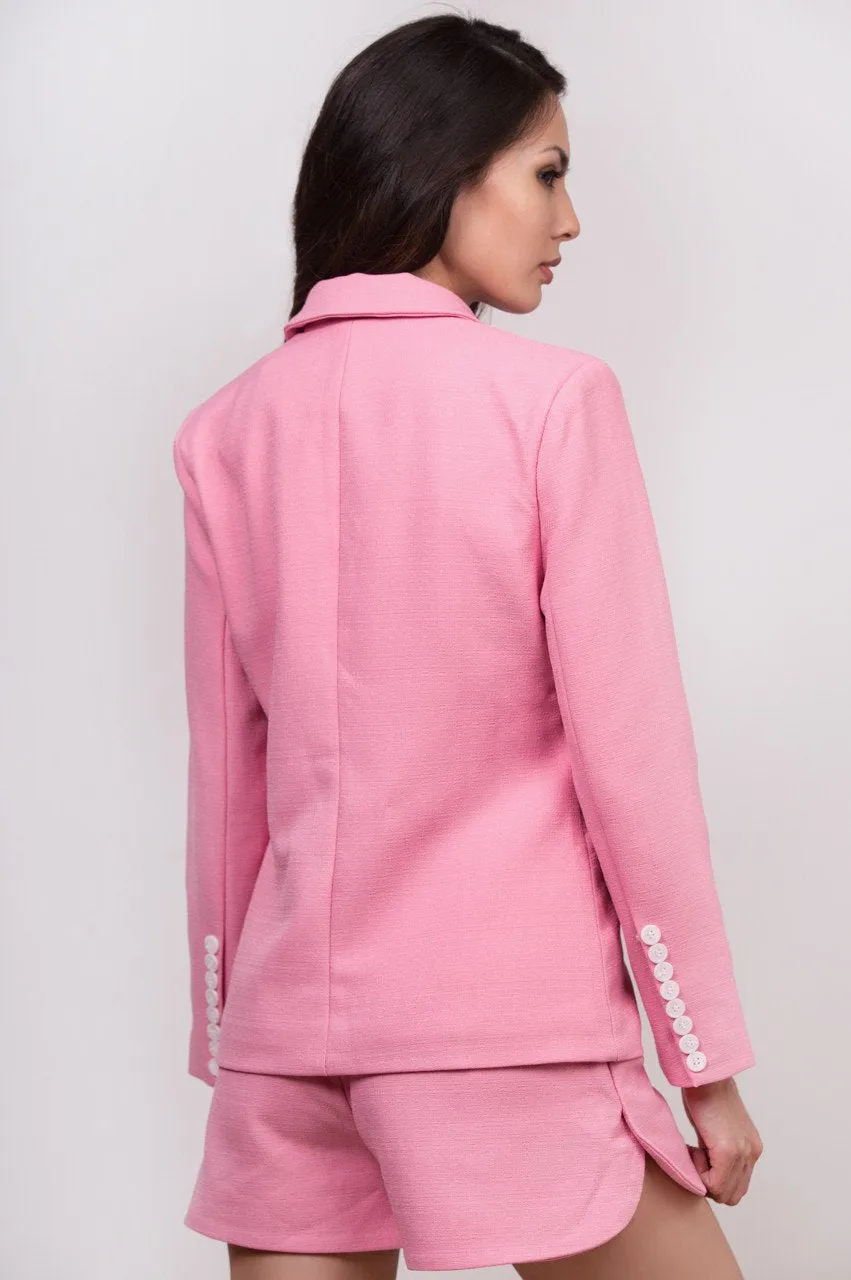 Maram Zbaeda -Pink Tweed Blazer and Short Set