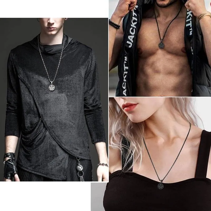 Men Pentagram Necklace Pentacle Wiccan Pagan Crescent Moon Irish Pendant Jewelry
