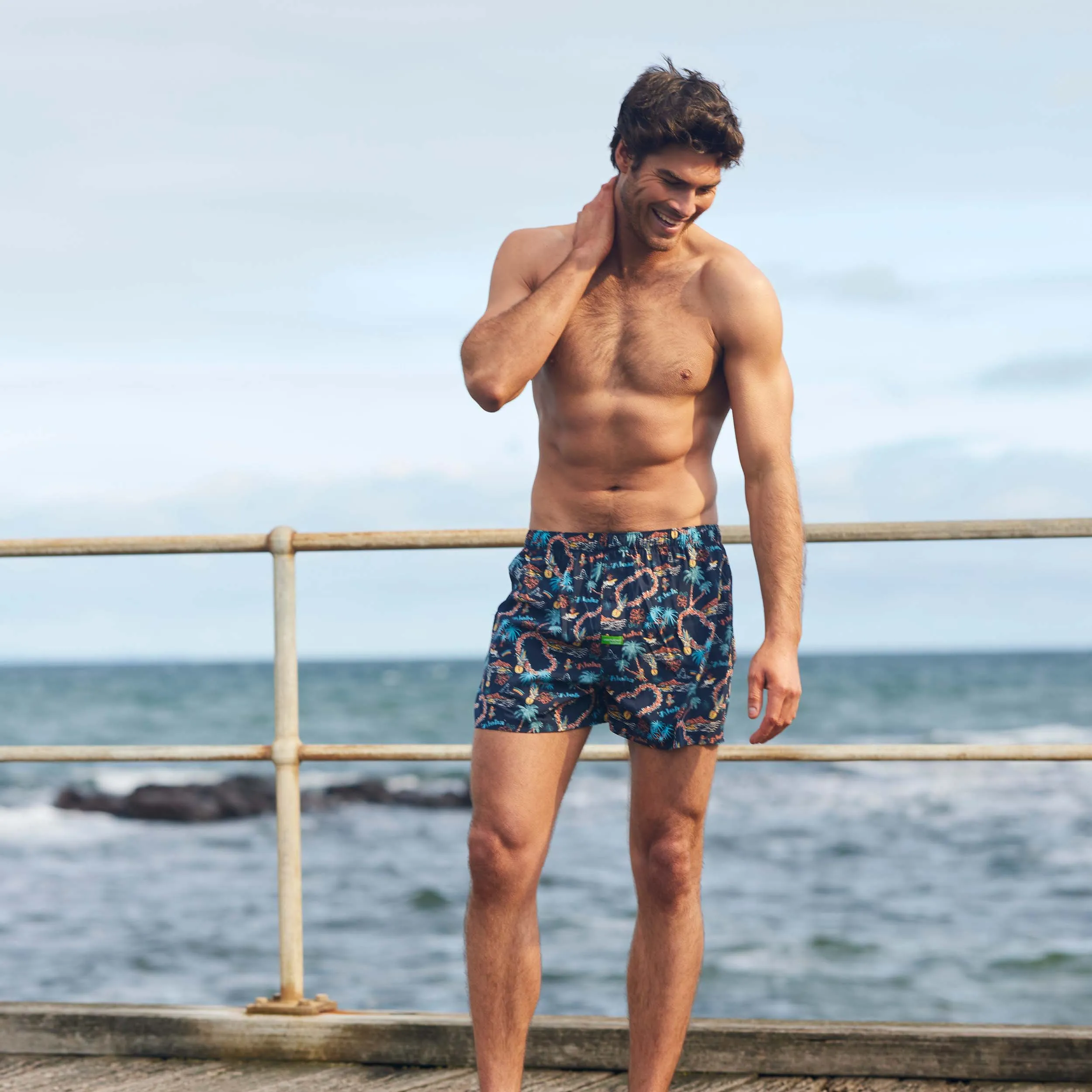 Men's Aloha Bamboo Boxer Shorts - Navy