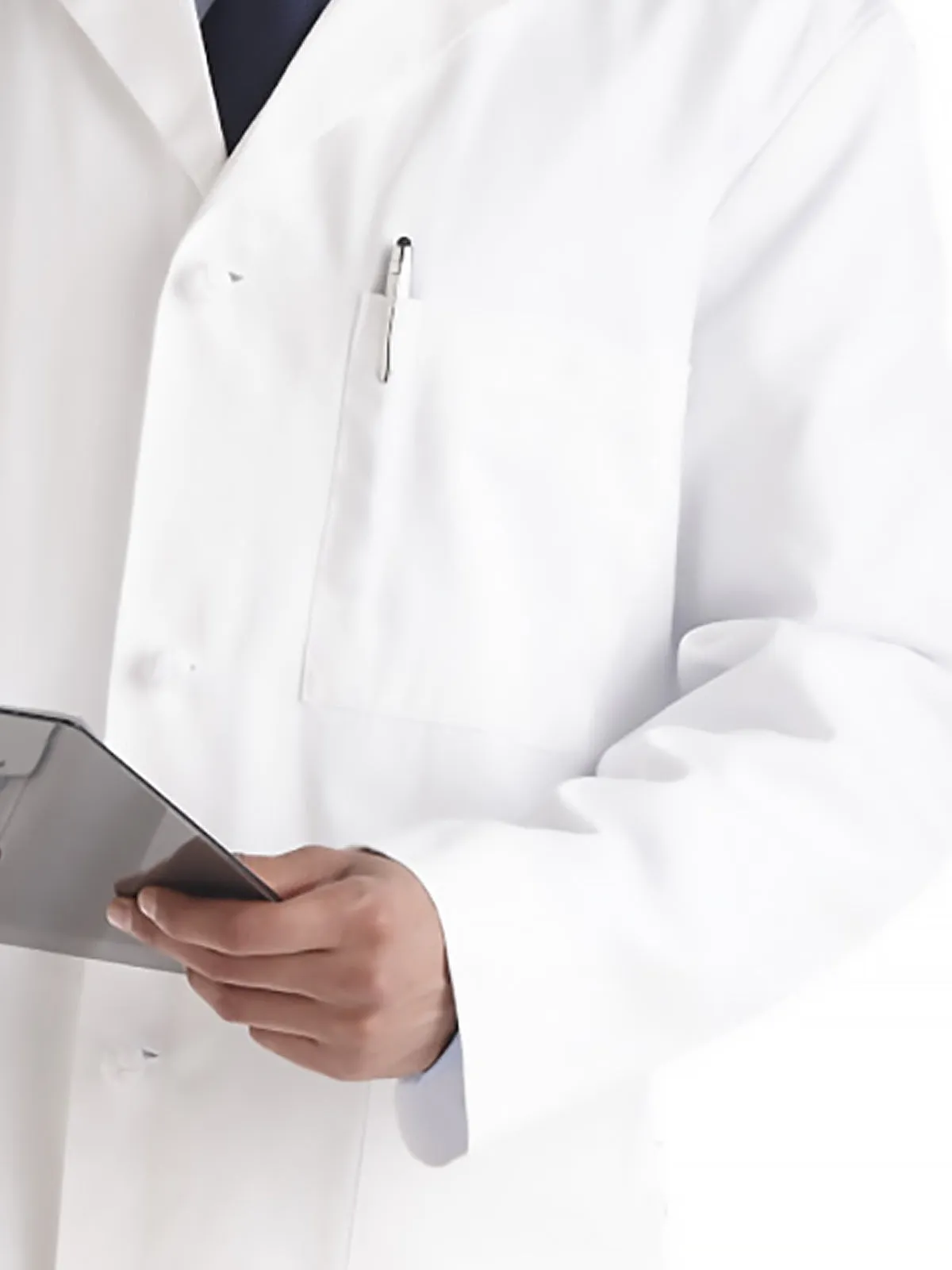 Men's Knot Button Five-Pocket 40" iPad® Lab Coat - 762 - White