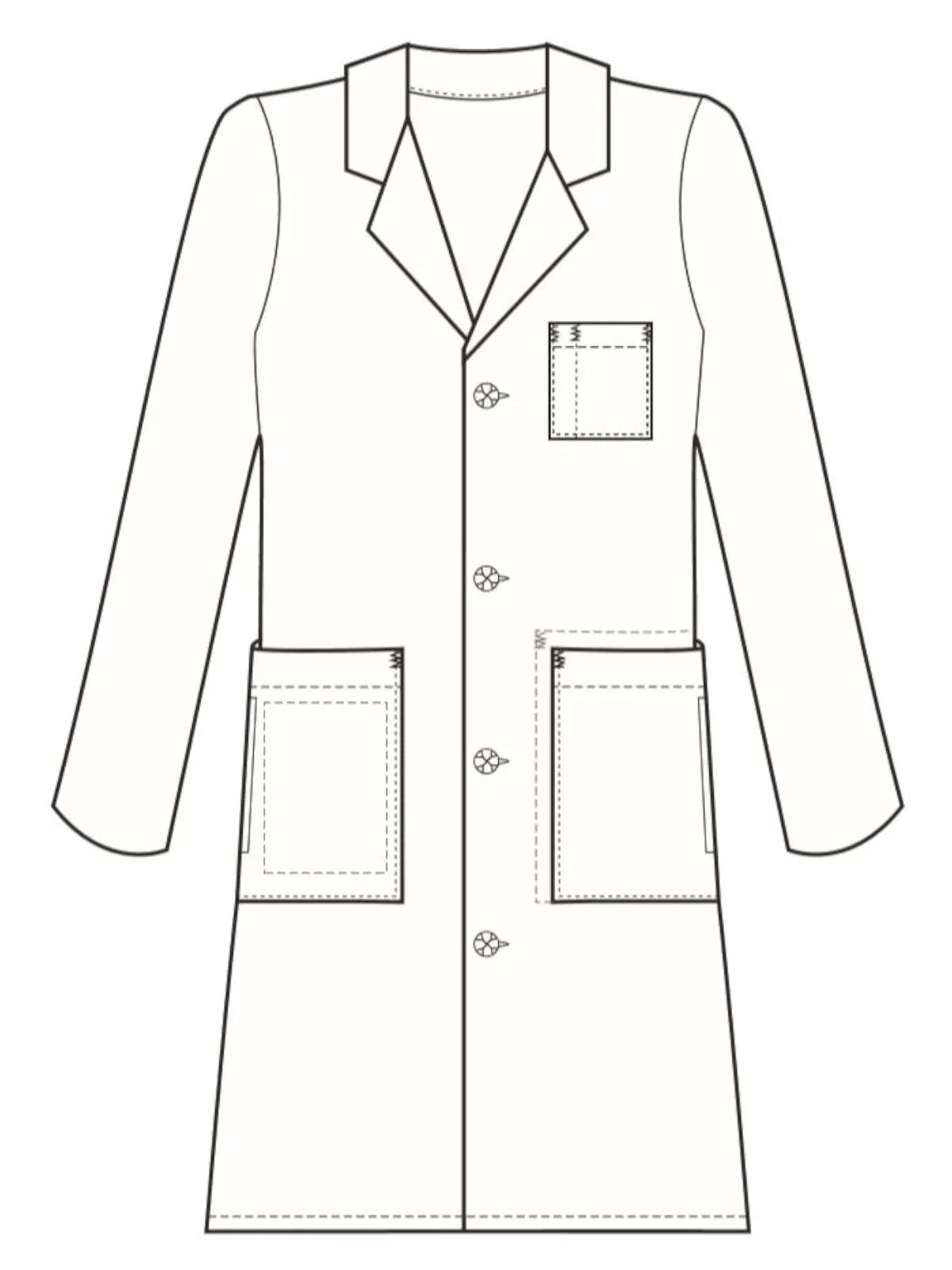 Men's Knot Button Five-Pocket 40" iPad® Lab Coat - 762 - White