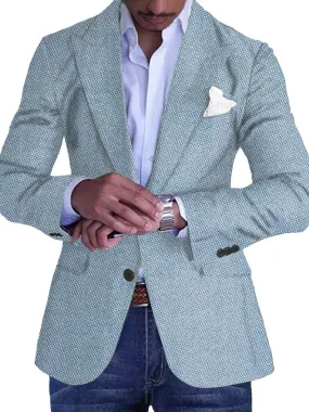 Men's Printed Pocket Lapel Retro Casual Blazer