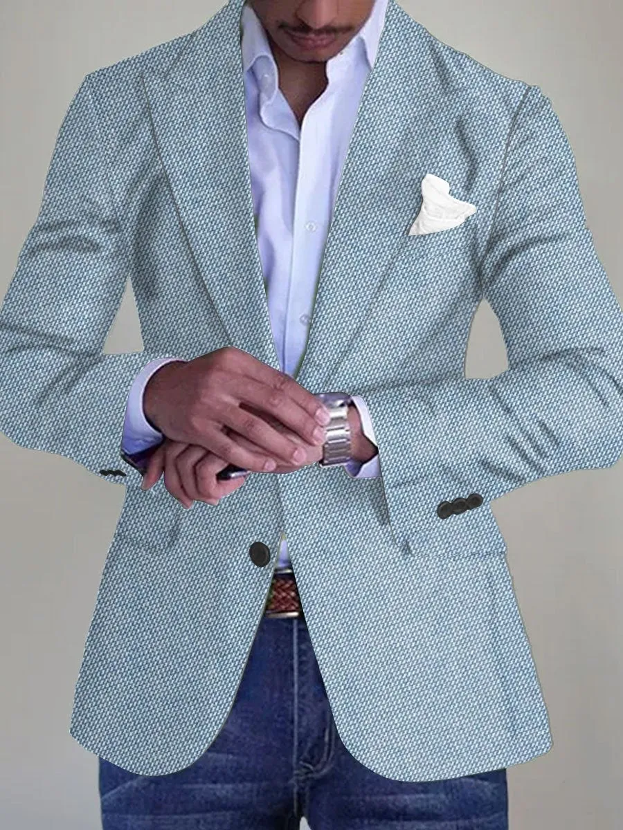 Men's Printed Pocket Lapel Retro Casual Blazer