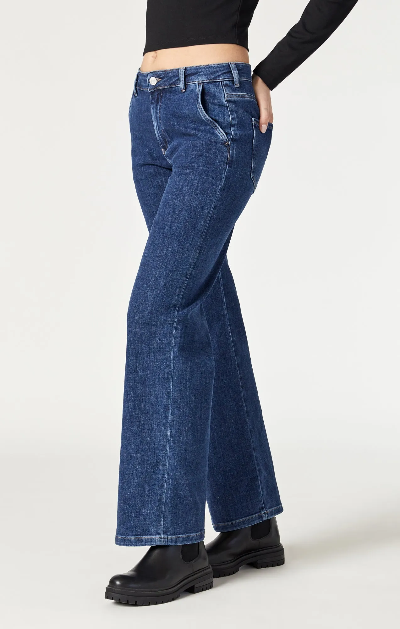 MIRACLE WIDE LEG IN DARK FEATHER BLUE