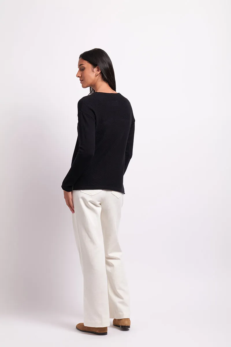 New Ideas Sweater in Black (Birds)