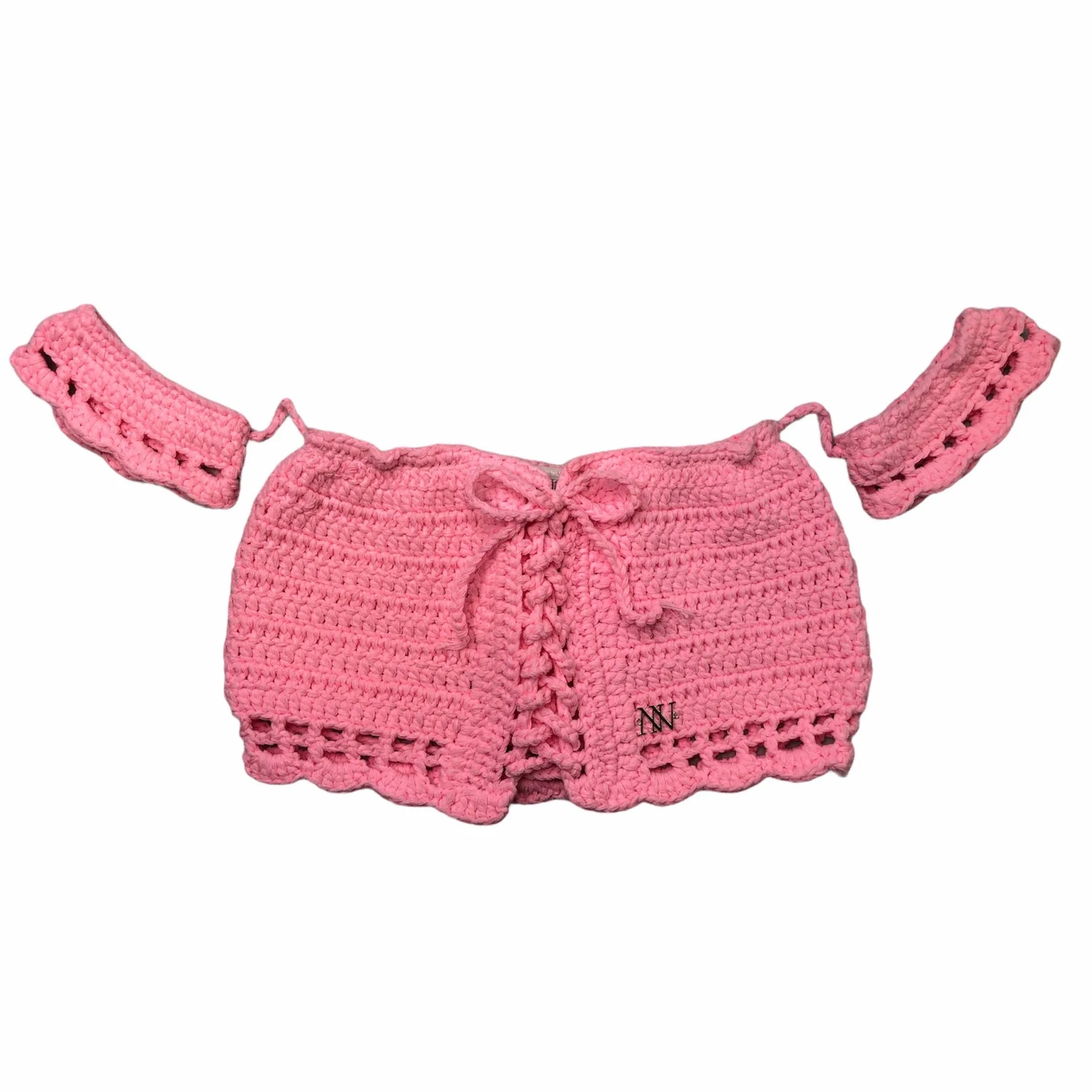 Nikita Naomi Pink Off the Shoulder Crochet Crop Top