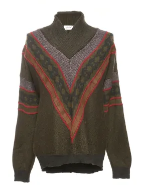 Olive Green Long Sleeved Jumper - M