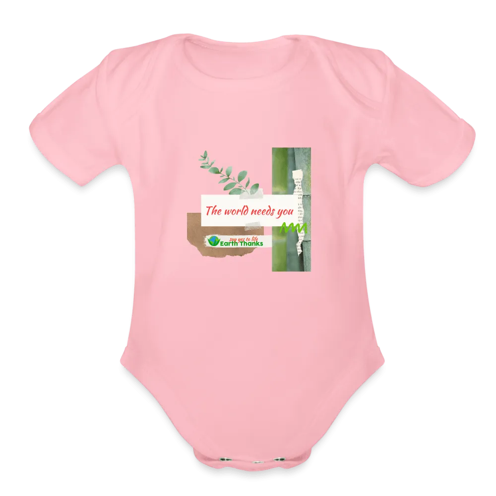 Organic Cotton Organic Short Sleeve Baby Bodysuit with Customizable Design - Handmade with 100% Organic Cotton