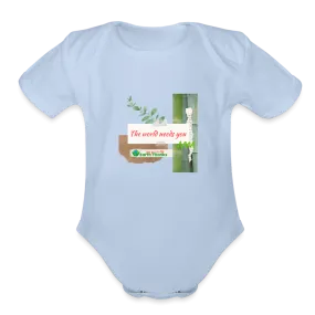 Organic Cotton Organic Short Sleeve Baby Bodysuit with Customizable Design - Handmade with 100% Organic Cotton
