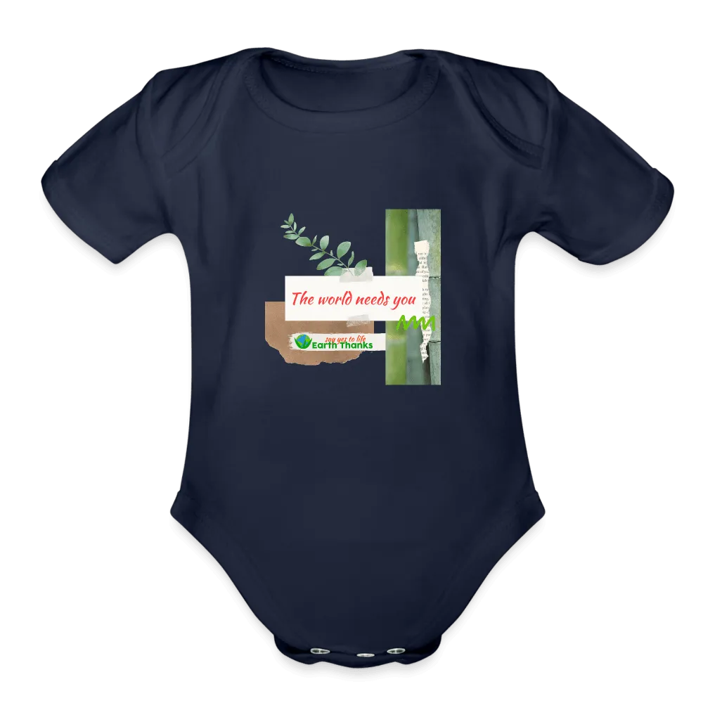 Organic Cotton Organic Short Sleeve Baby Bodysuit with Customizable Design - Handmade with 100% Organic Cotton