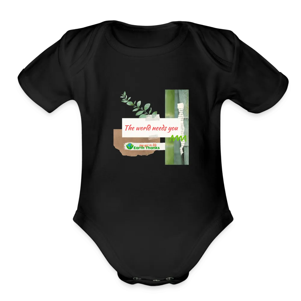 Organic Cotton Organic Short Sleeve Baby Bodysuit with Customizable Design - Handmade with 100% Organic Cotton