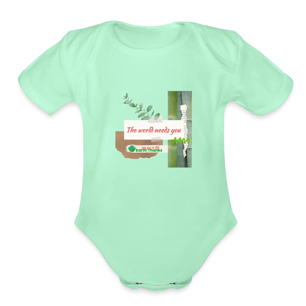 Organic Cotton Organic Short Sleeve Baby Bodysuit with Customizable Design - Handmade with 100% Organic Cotton