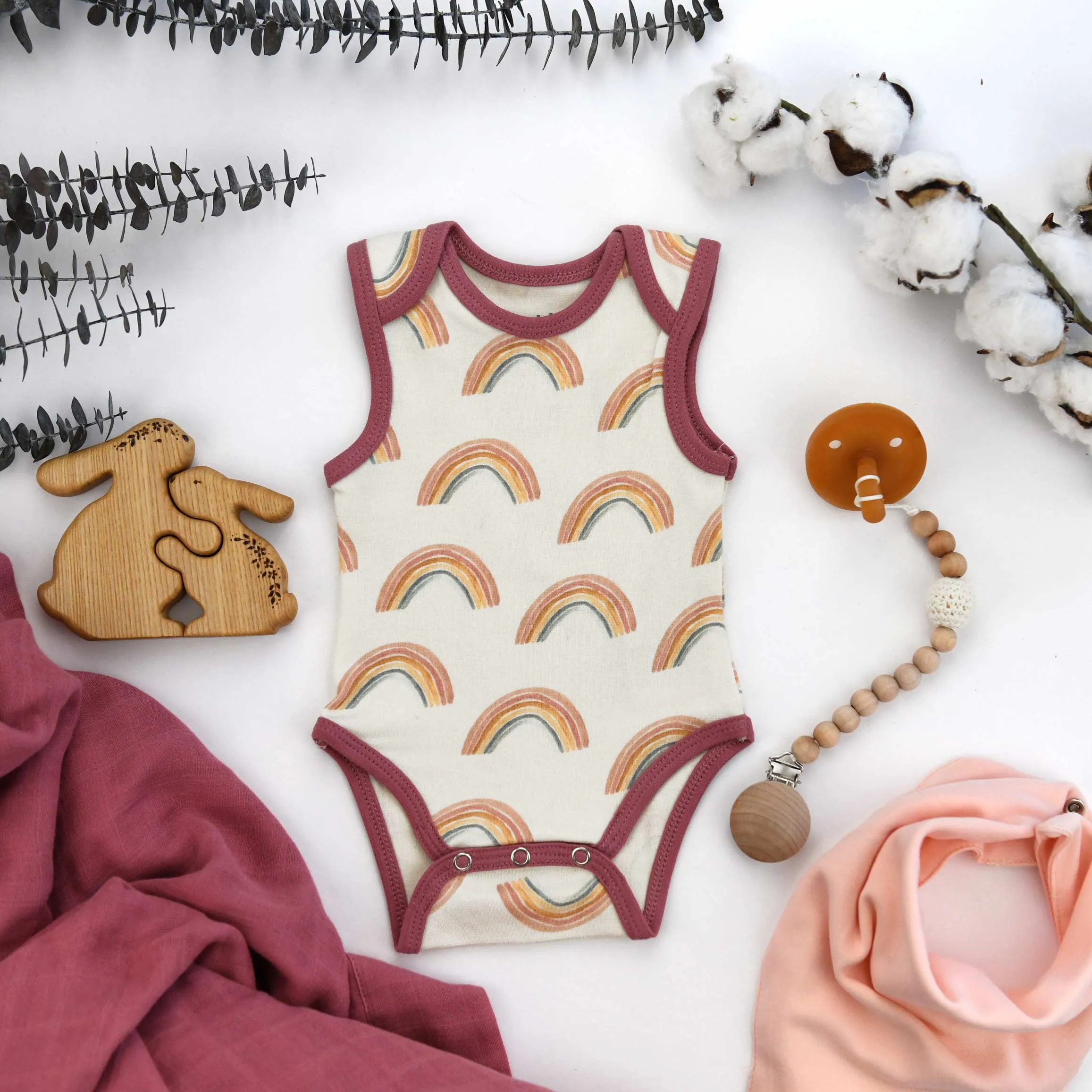 Organic Cotton Sleeveless Baby Bodysuit, Aurora