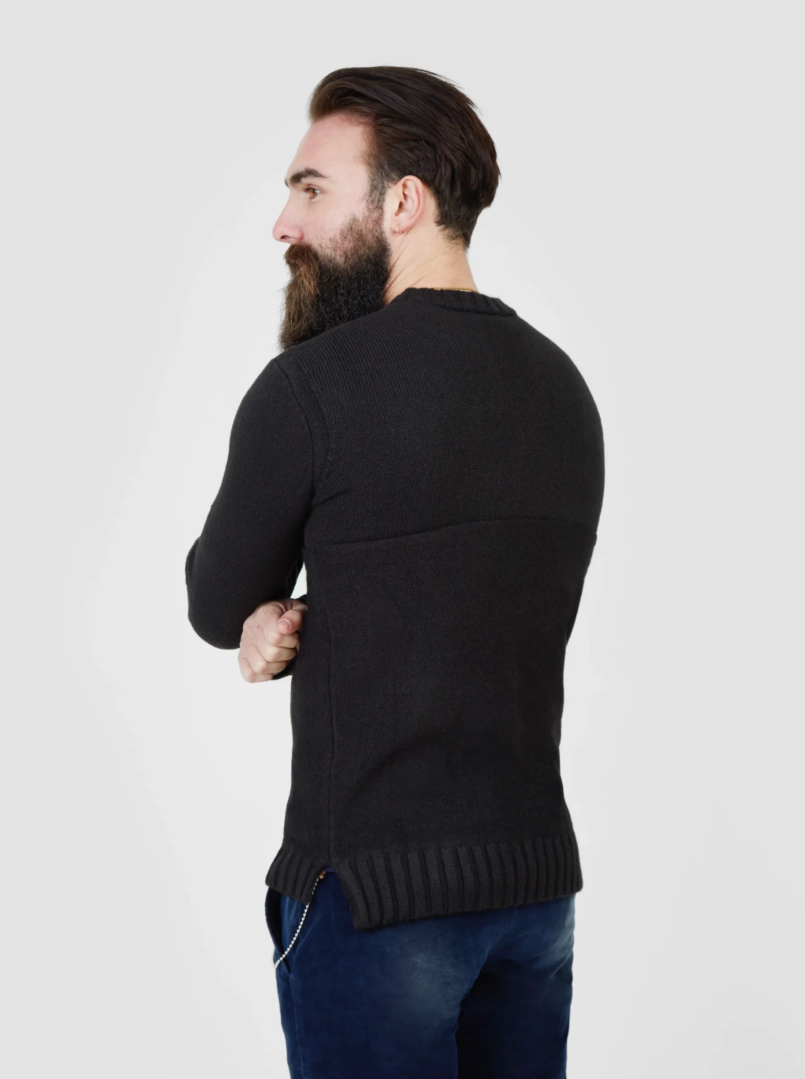 Pearly King Nevis Mohair Mix Knit Jumper in Charcoal